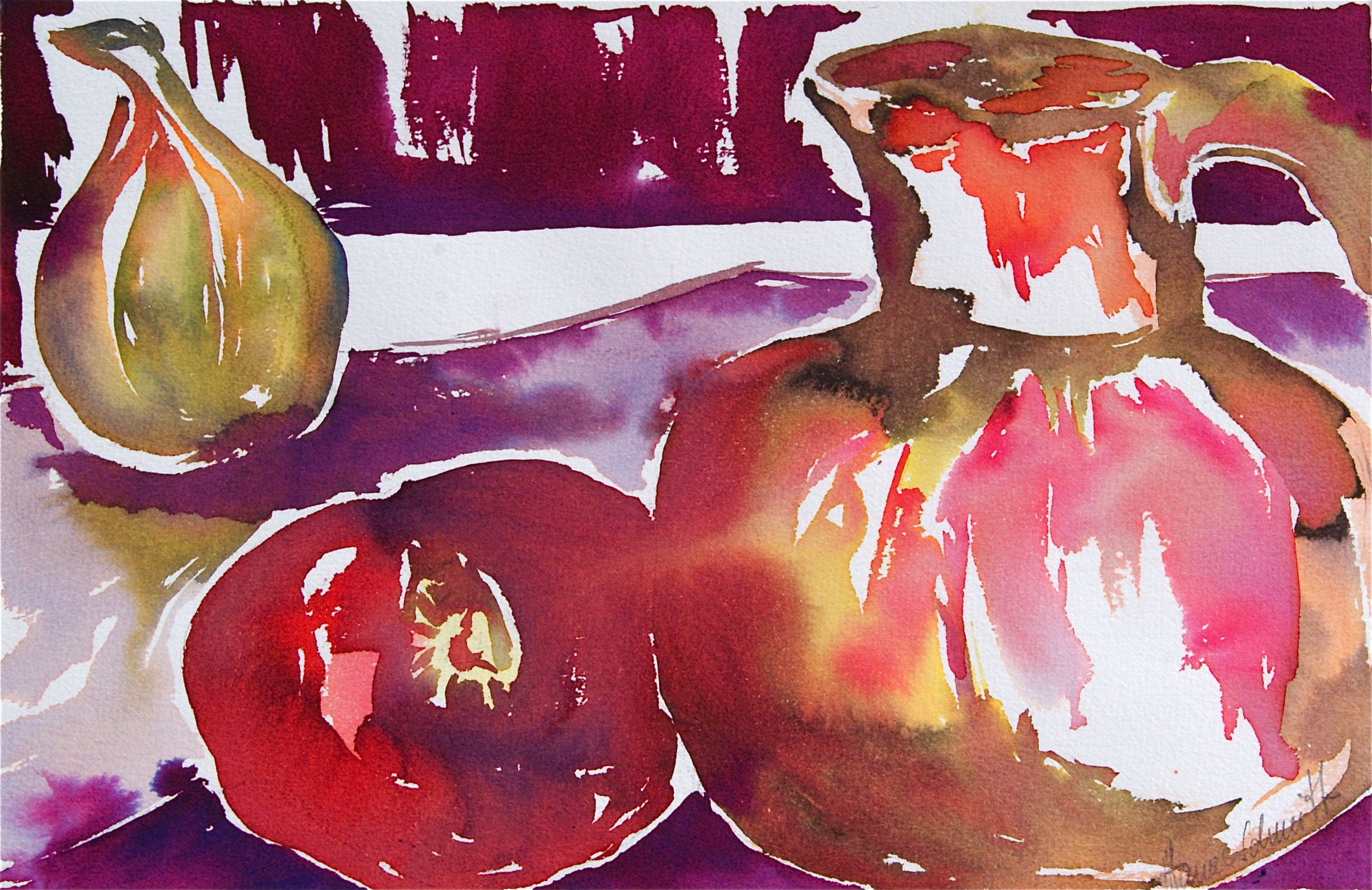 Krug mit Granatapfel und Feige