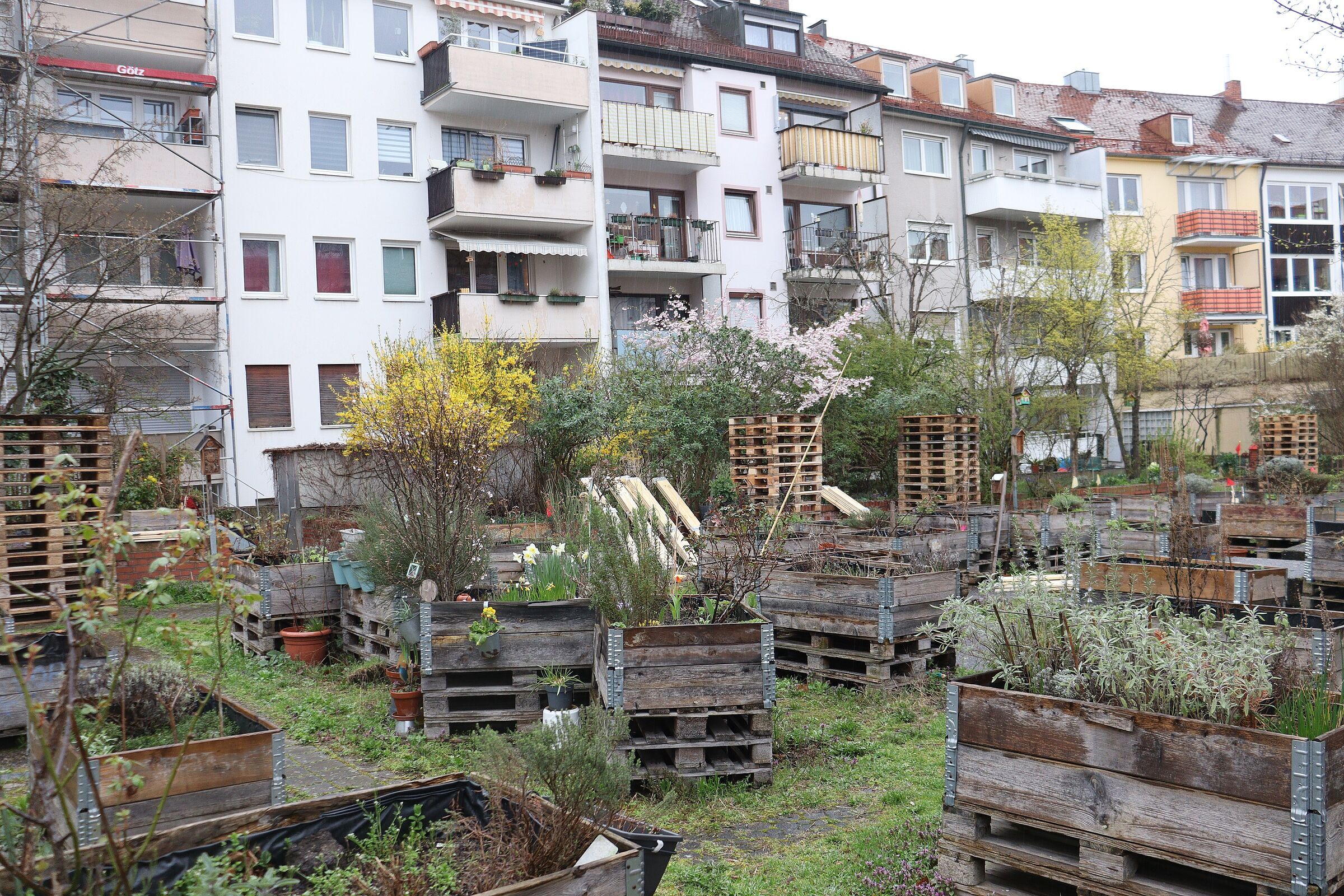 Restaurierungsarbeiten im Hofgärtchen (Foto: Rainer Edelmann) Restaurierungsarbeiten im Hofgärtchen