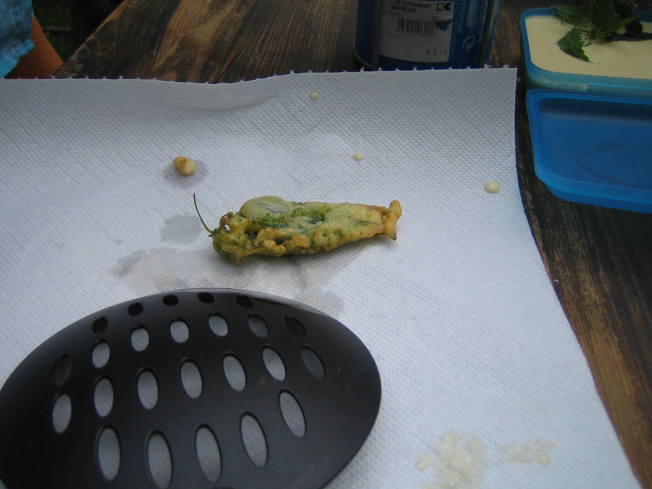 Fertig ausgebackener Brennnesselchip Brennnesselchips