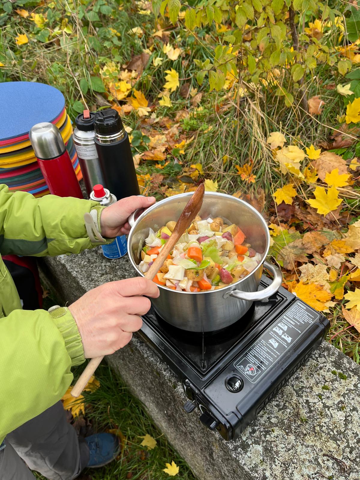 Kartoffelsuppe in Zubereitung